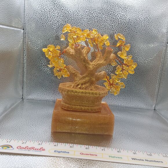 Yellow Gemstone Tree in Gold Pot – Prosperity Crystal Decor & Gift Idea - Picture 7 of 9